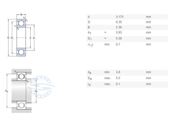 Dimensione con cuscinetto a sfera 3.175x6.35x2.799mm RI418 aperto della scanalatura di R144 ZZ Mini Deep